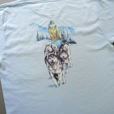 "Husky" print pocket tee / blue
