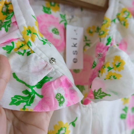 〜70's flower print frill dress