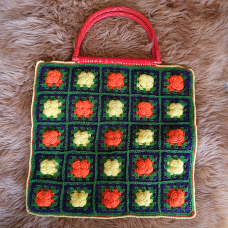 hand knit flower bag