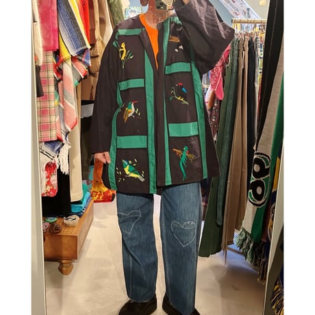 reversible cotton jacket "birds"