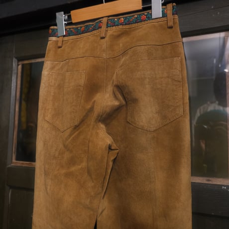 leather flare pants with tyrol tape