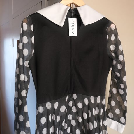 70s vintage / see-through polka dot dress