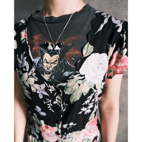 flower rayon dress “black”