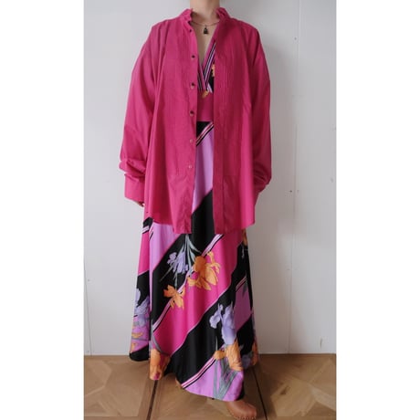 70s vintage flower print poly dress