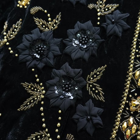 beaded embroidery velours cardigan