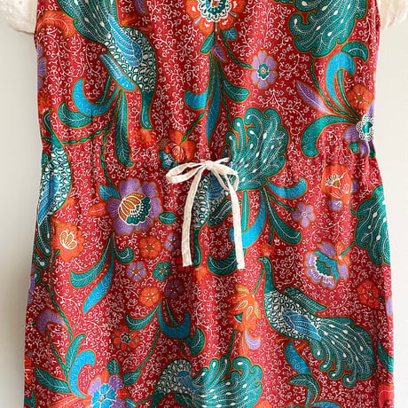 60~70s “liberty house” no-sleeve cotton print dress