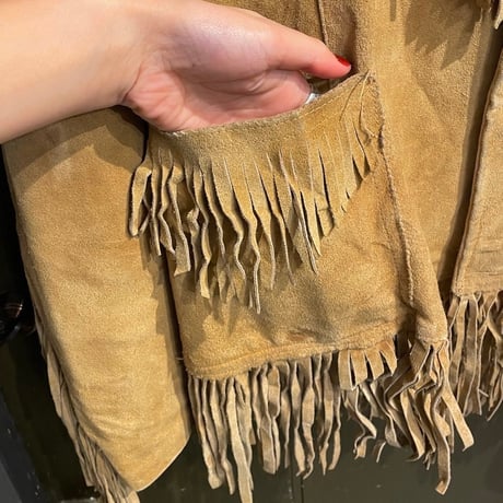 〜70s leather jacket with fringe