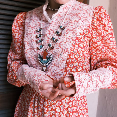 vintage flower dress / red