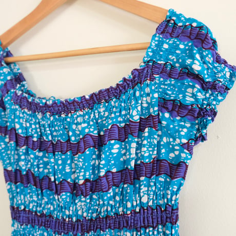 African batik designed dress “blue×purple”