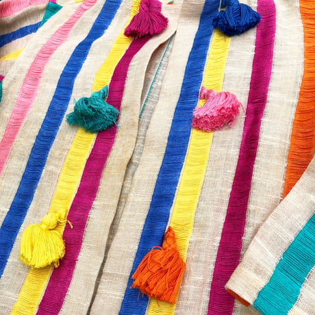 special vintage / multicolored tassel linen jacket