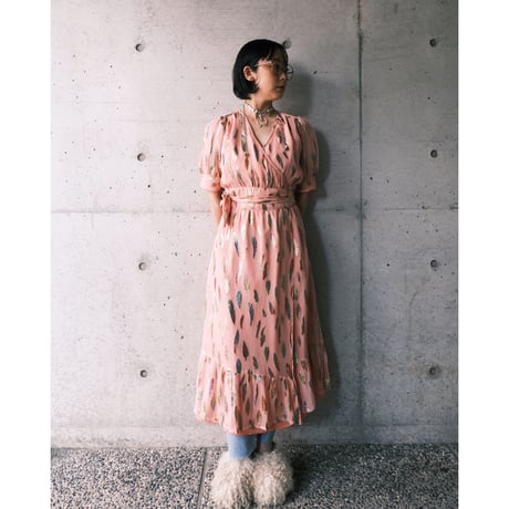 leaf motif wrap dress