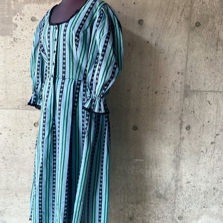 stripe tyrolean dress (blk×blu)
