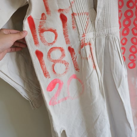 eski. × 画楽 hand paint antique linen shirt