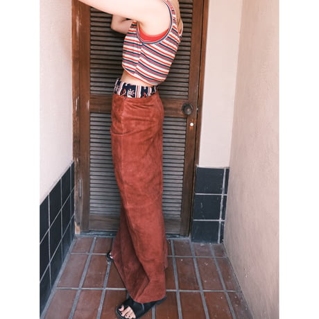 leather long skirt / wine red