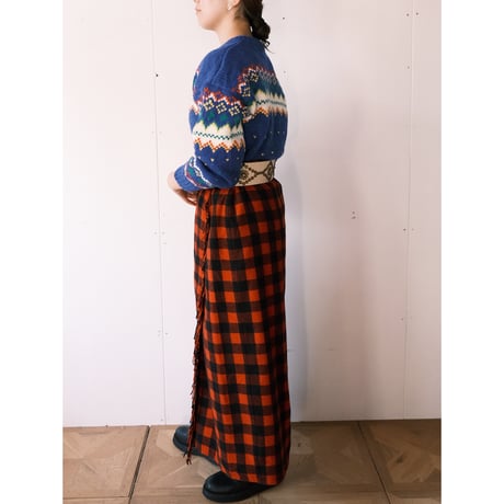 check wrap skirt