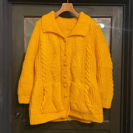 yellow cable knit cardigan