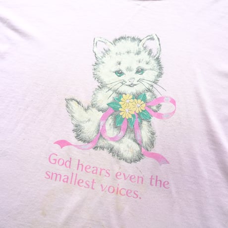 old print tee "cat" / pink