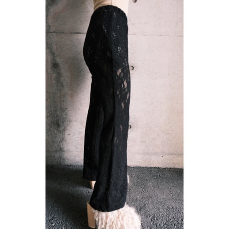 see-through lace flare pants