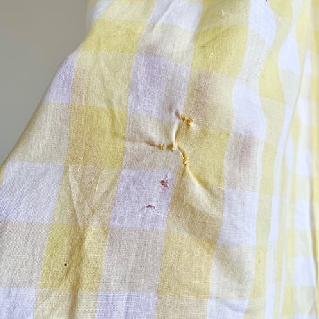 70s white × gingham check dress