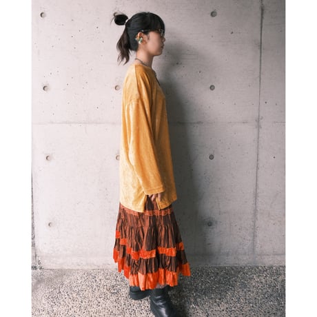 tired skirt / brown × orange
