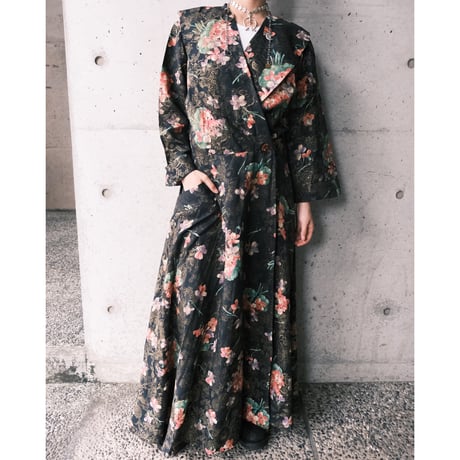 floral print black wrap dress