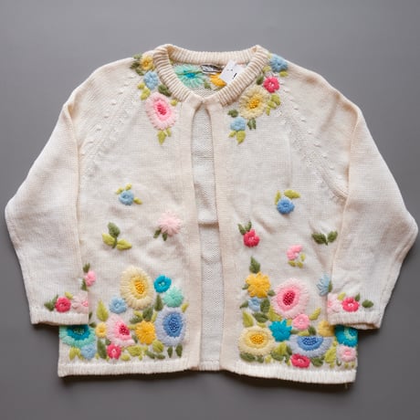 〜70s embroidery  knit cardigan
