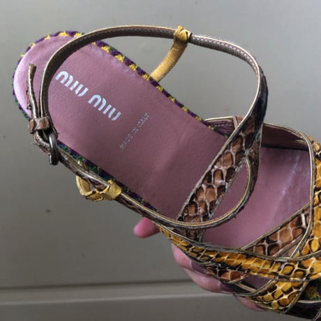 miumiu / python × wool textile  sandals