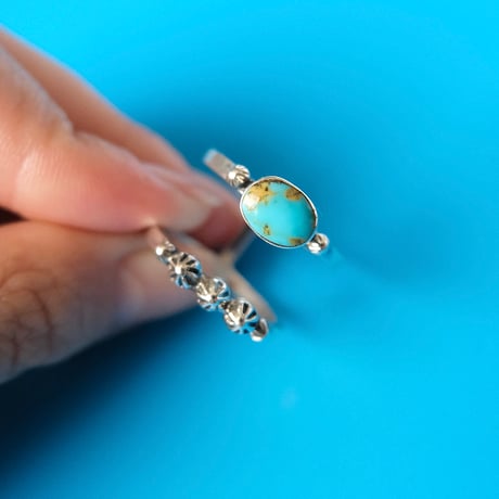 navajo / turquoise two-line ring
