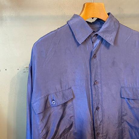 long sleeve big silk shirts "blue"