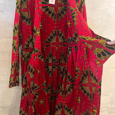batik wrap dress / red