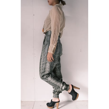 python pattern fake leather pants