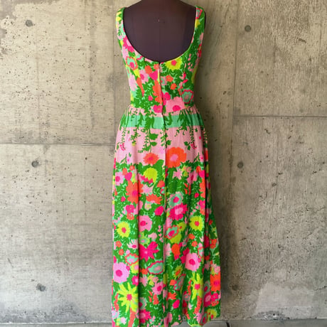 60-70s  vintage / floral long dress