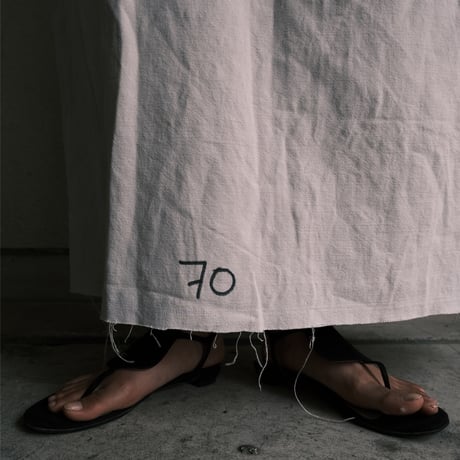 eski.  original remake linen dress / white / hand paint