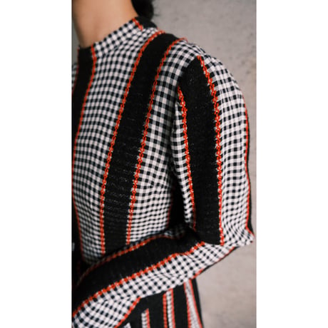60s ~70s vintage gingham check dress