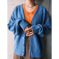 acryl knit cardigan / dull blue