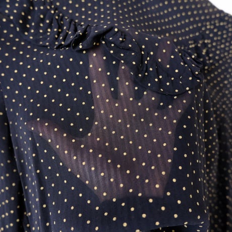 see-through dot frill blouse