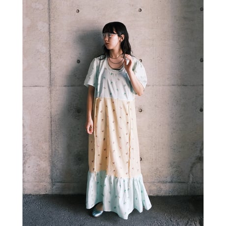 handmade flower × stripe dress