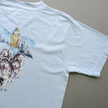 "Husky" print pocket tee / blue