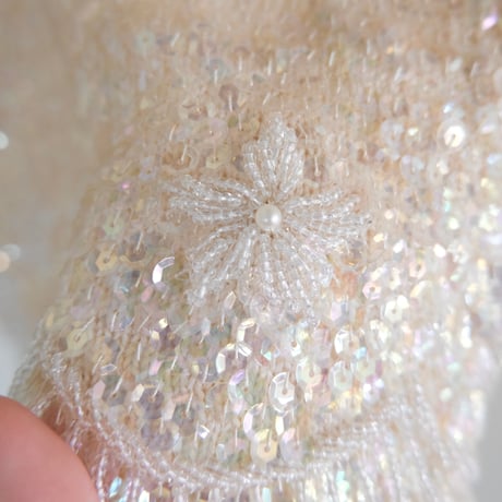 〜60s vintage beads embroidery knit vest
