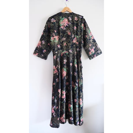 floral print black wrap dress