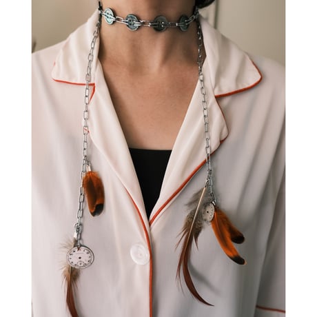 eski. original shell chain necklace "feather"