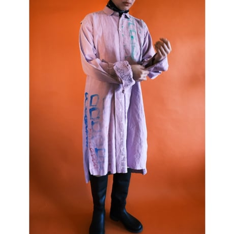 eski. × 画楽　hand paint antique linen shirt