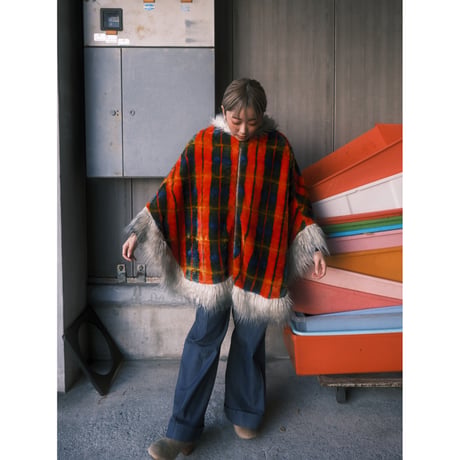 〜60s vintage check poncho