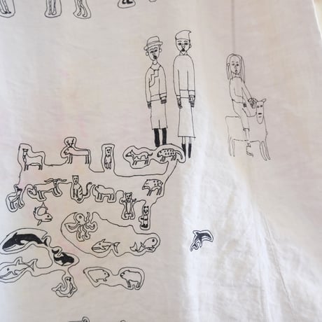 eski. × 画楽 / hand paint antique linen dress