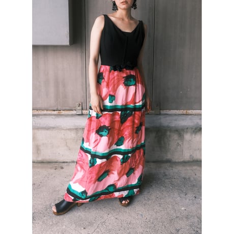 60s vintage / heavy linen flower dress