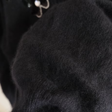 angora knit cardigan with ribbon
