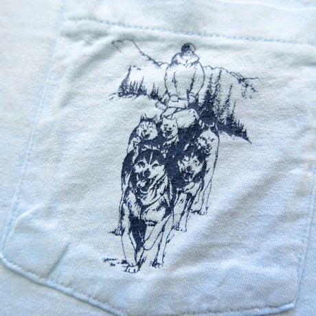 "Husky" print pocket tee / blue