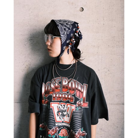 bandanna with fringe beads "navy"