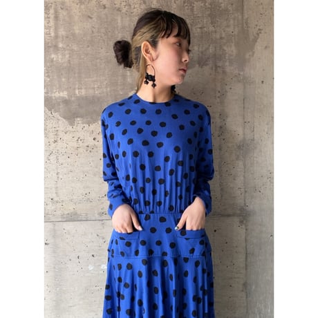 80s KASPER / polka dot cotton dress