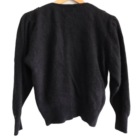 angora knit cardigan with ribbon